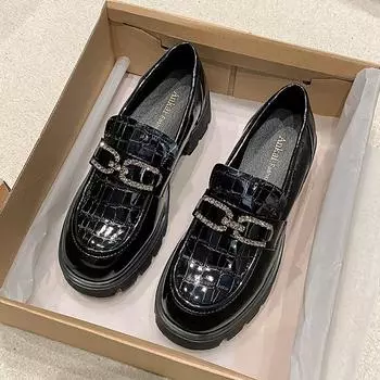 Мягкие кожаные туфли London Leather Shoes Водонепроницаемые туфли на платформе с платформой Новые универсальные туфли с увеличенным каблуком 35