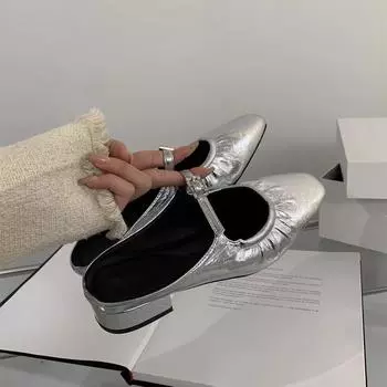 Мягкие кожаные туфли-мешки на голову, женские летние туфли, французский темперамент, фея, вечерний бриз, дорожные туфли из серебра, женские босоножки на толстом каблуке 35 чёрный