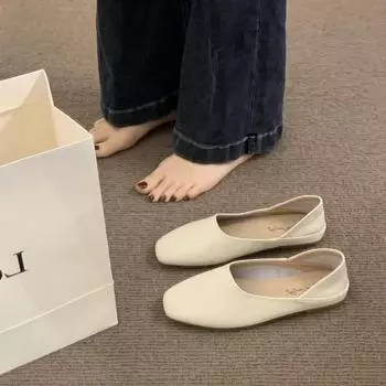 Мягкие кожаные туфли на мягкой подошве для женщин, весна 2025, новые ретро-туфли в литературном и художественном стиле с одной педалью, женские шапочки на плоской подошве 35