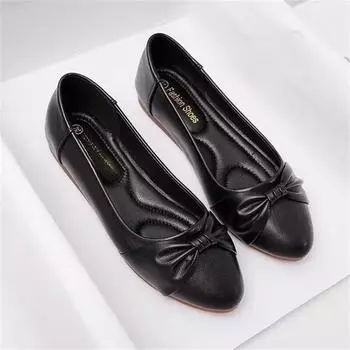 Мягкие кожаные женские туфли квадратные танцевальные туфли на плоской подошве одинарные туфли из говяжьего сухожилия с мягкой подошвой туфли для мам 2024 года летние туфли Doudou с одной педалью ленивые туфли 35 чёрный