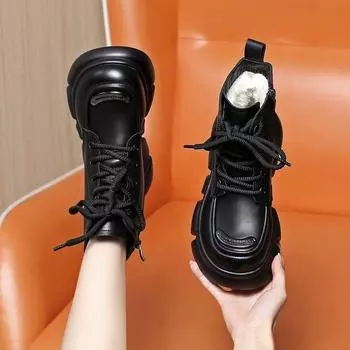 Мягкие кожаные зимние ботинки женские хлопковые ботинки 2024 новые зимние утолщенные теплые короткие ботинки мягкая подошва толстая подошва нескользящая хлопковая обувь 35