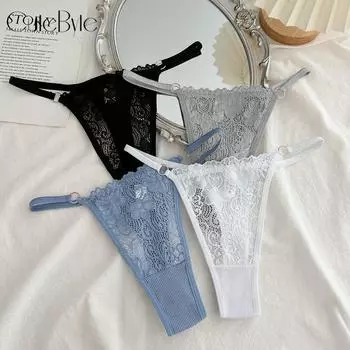 Мягкие кружевные стринги All of Me для женщин, сексуальные трусики-бикини, нижнее белье с цветочным принтом, мягкие и дышащие трусы L белый