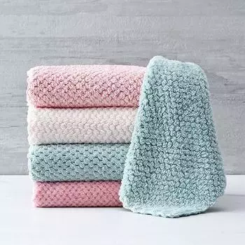 Мягкие кухонные полотенца из микрофибры, впитывающая ткань для мытья посуды, антижировые тряпки, антипригарное масло, домашнее чистящее полотенце 2PCS