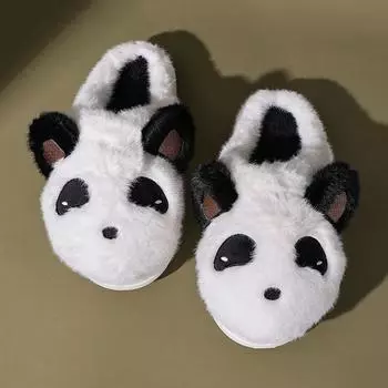 Мягкие, милые и удобные тапочки из хлопка и кашемира Panda Plus, зимние модные теплые домашние тапочки из хлопка и плюша для девочек 36 белый