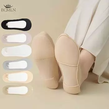 Мягкие носки-невидимки для женщин, ультра-низкие носки-подкладки, нескользящие, Ice Silk, невидимые, скрытые носки для плоской обуви, женские носки-невидимки one size чёрный