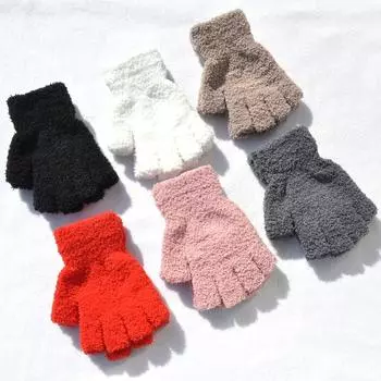 Мягкие перчатки без пальцев, женские зимние варежки, мягкие теплые студенческие перчатки для женщин, уличные перчатки для письма, утолщенные, защита от холода