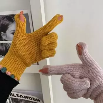 Мягкие перчатки Kawaii Winter Warm Мягкие студенческие перчатки для верховой езды с сенсорным экраном и закрытыми пальцами as the picture