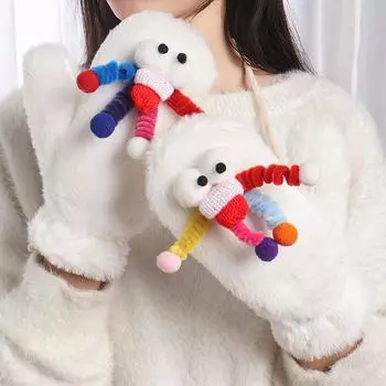 Мягкие перчатки женские осенние теплые утолщенные варежки с веревкой велосипедные перчатки ветрозащитные супер мягкие внутри