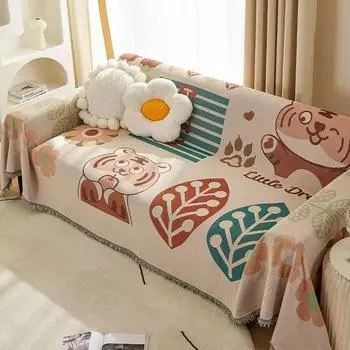 Мягкие пледы с кисточками, уютное хлопковое тканое полотенце для кровати, дивана, кресла, многофункциональное полотенце для дома, мягкое большое полотенце 90X90CM бежевый