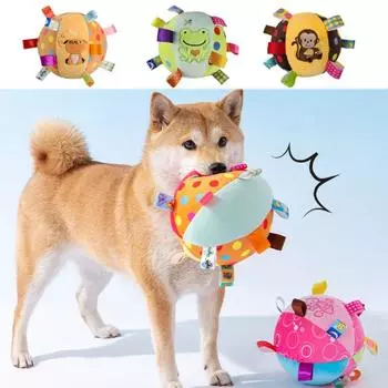 Мягкие плюшевые игрушки для собак с ручкой и колокольчиками, собачьи жевательные игрушки, звучащие плюшевые мячи, агрессивные жевательные игрушки monkey