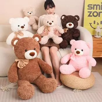 Мягкие плюшевые игрушки в виде медведя, белого, розового, коричневого медведя, очень милые, обнимающиеся подушки, мягкие, с изображением животных из мультфильмов, подарок на день рождения для детей 40cm белый