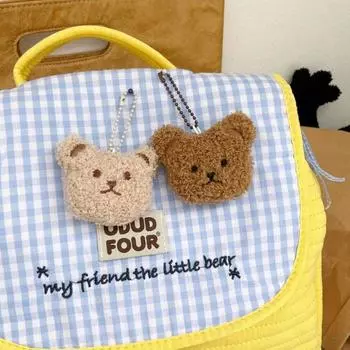 Мягкие плюшевые куклы, брелок для ключей с героями мультфильмов, плюшевая игрушка в стиле аниме, милый плюшевый мишка, кулон на день рождения, подарок белый