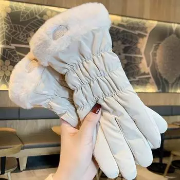 Мягкие плюшевые перчатки с манжетами, а также бархатные утолщенные теплые водонепроницаемые перчатки для сенсорных экранов, осенне-зимние, устойчивые к холоду перчатки для велоспорта и лыж чёрный