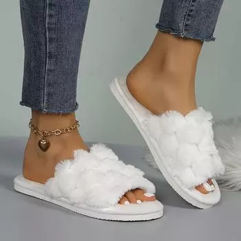 Мягкие плюшевые тапочки с подошвой, плоские тапочки из флиса с сотами, женские домашние тапочки 36-37 розовый