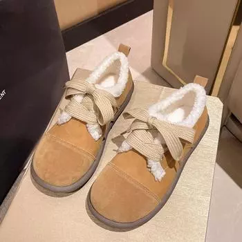 мягкие подошвы для сохранения тепла, ретро женские новые толстые подошвы и бархат осенью и зимой, уродливые и милые универсальные туфли из хлопка 35