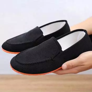 Мягкие подошвы Старые пекинские мужские туфли Низкие дышащие мужские повседневные парусиновые туфли Dad Comfort для вождения Лоферы Широкие туфли CN 38