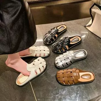 Мягкие полутапочки на мягкой подошве, женские новые винтажные сандалии на полой платформе 35 серебряный