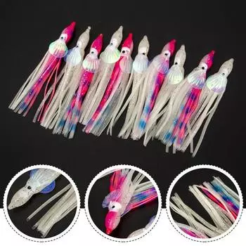 Мягкие приманки для соленой рыбы, светящиеся юбки для джиг-снастей в виде осьминога и кальмара, 5610 см 5cm белый