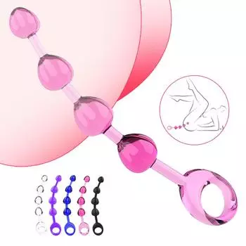 Мягкие резиновые анальные пробки, бусины, длинный оргазм, влагалище, клитор, тянущее кольцо, шарик, игрушки для взрослых, женщин и мужчин, стимулятор, интимные аксессуары Black 4 balls