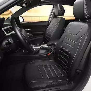 Мягкие роскошные черные чехлы для автомобильных сидений из искусственной кожи, универсальные, подходят для всех автомобилей, внедорожников, грузовиков, защита для автомобильных сидений