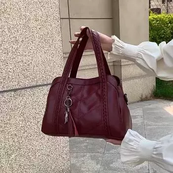 Мягкие роскошные сумки из искусственной кожи, женские сумки, дизайнерские дамские сумки высокого качества с кисточками, сумки через плечо, сумки-шопперы 31*11*22cm фиолетовый