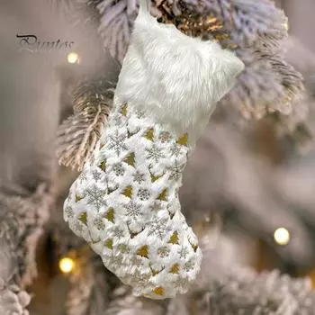 Мягкие рождественские носки, большие рождественские чулки, подвесные украшения с золотым узором горячего тиснения, праздничные подарочные пакеты, подвесные чулки для конфет и игрушек A