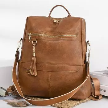 Мягкие рюкзаки из искусственной кожи для женщин, женская сумка на плечо, повседневная большая дорожная женская сумка, школьные сумки хаки
