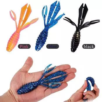 Мягкие рыболовные приманки 14 г 12 см, реалистичные резиновые черви, креветки, приманка для рыбалки, воблер, приманка для джиговой рыбалки 3pcs синий