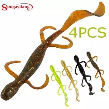 Мягкие рыболовные приманки 4 шт. 4 цвета 122 мм 6 г Мягкая наживка Gecko Рыболовные снасти Мягкие приманки color1