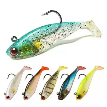 Мягкие рыболовные приманки. Премиальная качественная приманка с вращающейся блесной для легкой ловли. синий