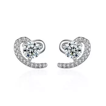 Мягкие сердечки, 1 пара, блестящие циркониевые серьги-гвоздики для женщин, винтажные свадебные украшения, стильный и элегантный модный подарок для девушки