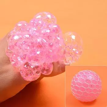 Мягкие шарики Mesh Squishy Stress Relief Squeeze Grape Balls Relief Pressure Balls Hand Fidget Toy розовый