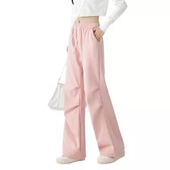 Мягкие широкие брюки с завязками на завязках для женщин с утолщенным бархатом, универсальные свободные спортивные брюки в стиле ленивой моды S