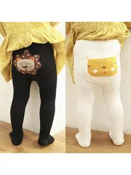 Мягкие штаны для маленьких девочек, леггинсы, детские милые эластичные брюки с мультяшным принтом S розовый