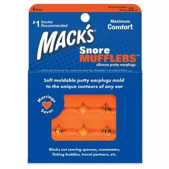 Мягкие силиконовые беруши Macks Pillow, 6 пар, оранжевые, NRR22#2866