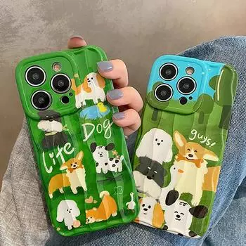 Мягкие силиконовые чехлы для телефонов с милыми щенками и собаками для Iphone 13 12 11 14 Pro Max, дизайн чемодана, противоударная задняя крышка, чехол For iPhone 12