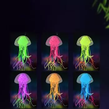 Мягкие силиконовые светящиеся медузы, имитация флуоресцентных медуз, украшения для аквариума синий