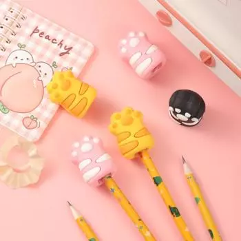 Мягкие силиконовые точилки для карандашей Kawaii Paw, школьные канцелярские принадлежности, подарочные канцелярские принадлежности для детей, призы, милый журнал Deco жёлтый