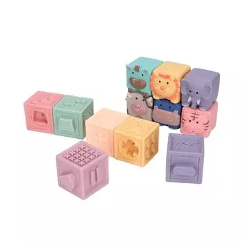 Мягкие строительные блоки для малышей, развивающая игрушка, изучающая животных, формы, цвета для детей от 6 месяцев