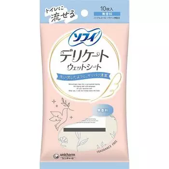 Мягкие сухие влажные простыни без запаха 10 листов Unicharm