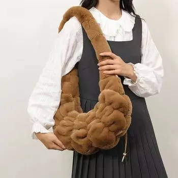 Мягкие сумки через плечо из искусственного меха для женщин 2024 года, зимние дизайнерские корейские модные сумки, новая тенденция, теплая сумка через плечо красный
