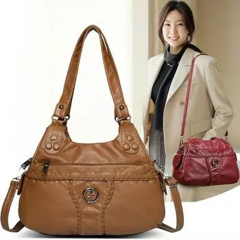 Мягкие сумки через плечо из искусственной кожи для женщин 2025 года, летняя роскошная женская сумка, дизайнерская маленькая повседневная сумка-тоут чёрный