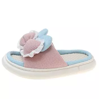 Мягкие тапочки Cloud Slippers Женские летние сандалии 2022 года с милым бантом на толстой подошве Женские дышащие тапочки из конопли Шлепанцы 40