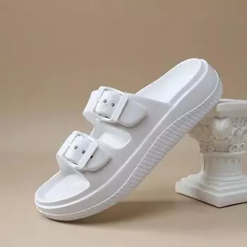 Мягкие тапочки на мягкой подошве, женские летние сандалии с двойной пряжкой, женские шлепанцы, нескользящие домашние шлепанцы на плоской подошве 36-37