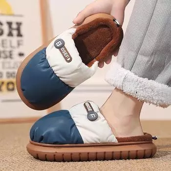 Мягкие тапочки, зимняя меховая мужская обувь, зимние сапоги, удобная теплая повседневная мужская обувь с флисом и хлопком, нескользящие тапочки 40