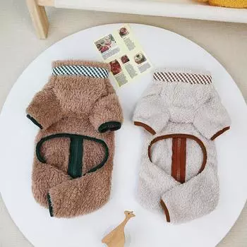 Мягкие теплые комбинезоны для собак, зимняя куртка для собак с молнией для маленьких собак, щенков, йорков, комбинезоны, плюшевый наряд для французского бульдога XS хаки