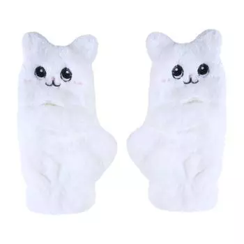 Мягкие теплые перчатки с мехом кролика, кота, варежки, флип-перчатки без пальцев, мягкие, удобные для девочек, теплые, гибкие, с половиной пальцев, зимние A белый