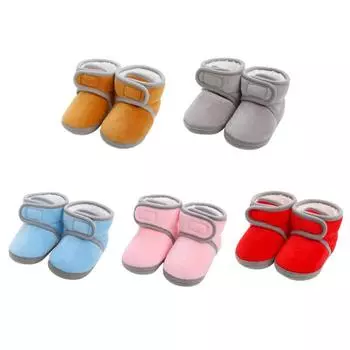 Мягкие теплые зимние ботинки для младенцев на плоской подошве 14 красный