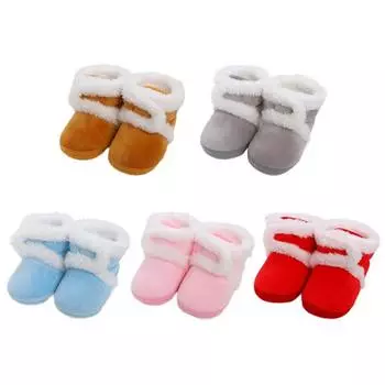 Мягкие теплые зимние ботинки для младенцев на плоской подошве 14 синий