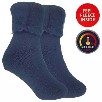 Мягкие теплые зимние чулки, напольные носки, зимние сапоги, термоноски, очень толстый флис с начесом синий